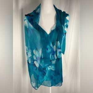 Oscar de la Renta Swimwear Sheer Floral Scarf 53” x 26”